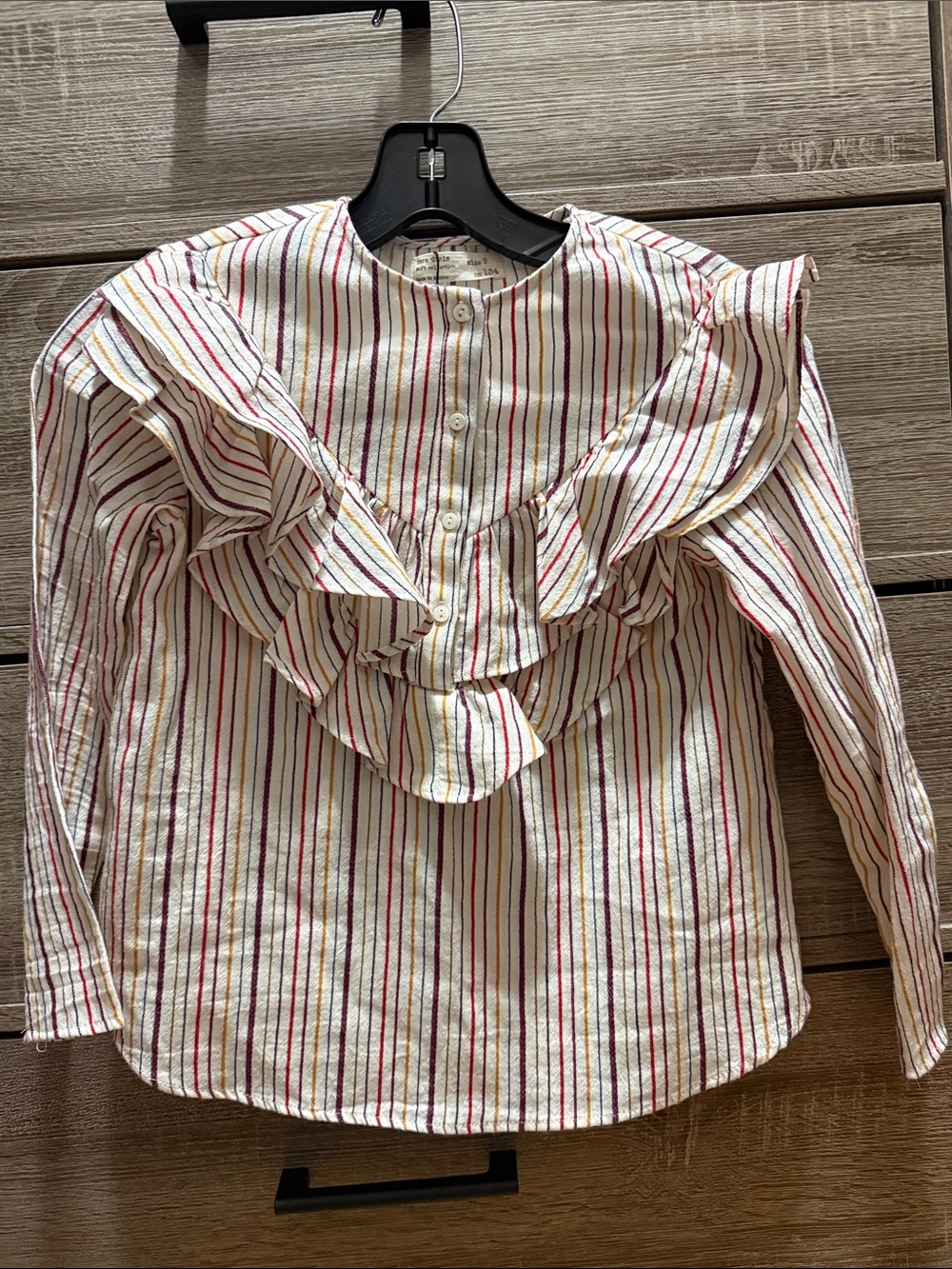 Zara Cream Blouse with Red and Yellow Stripes